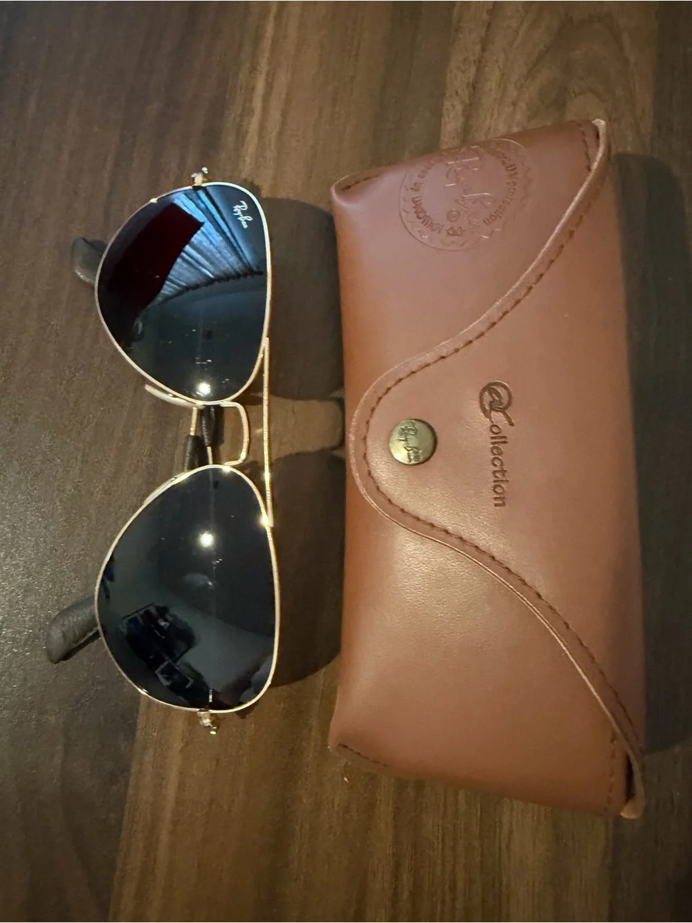 Ray-Ban Aviator Sunglasses in Gold with Black Lenses